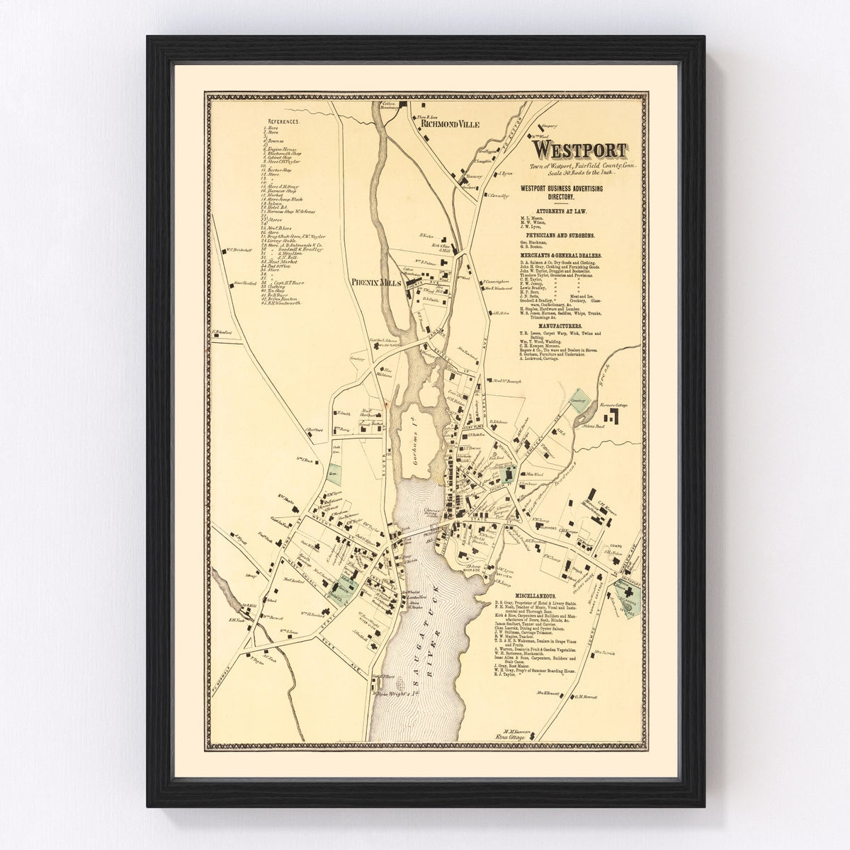 Westport Vintage Map 1867