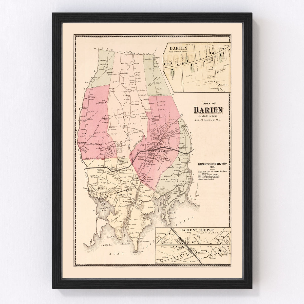 Darien Vintage Map 1867