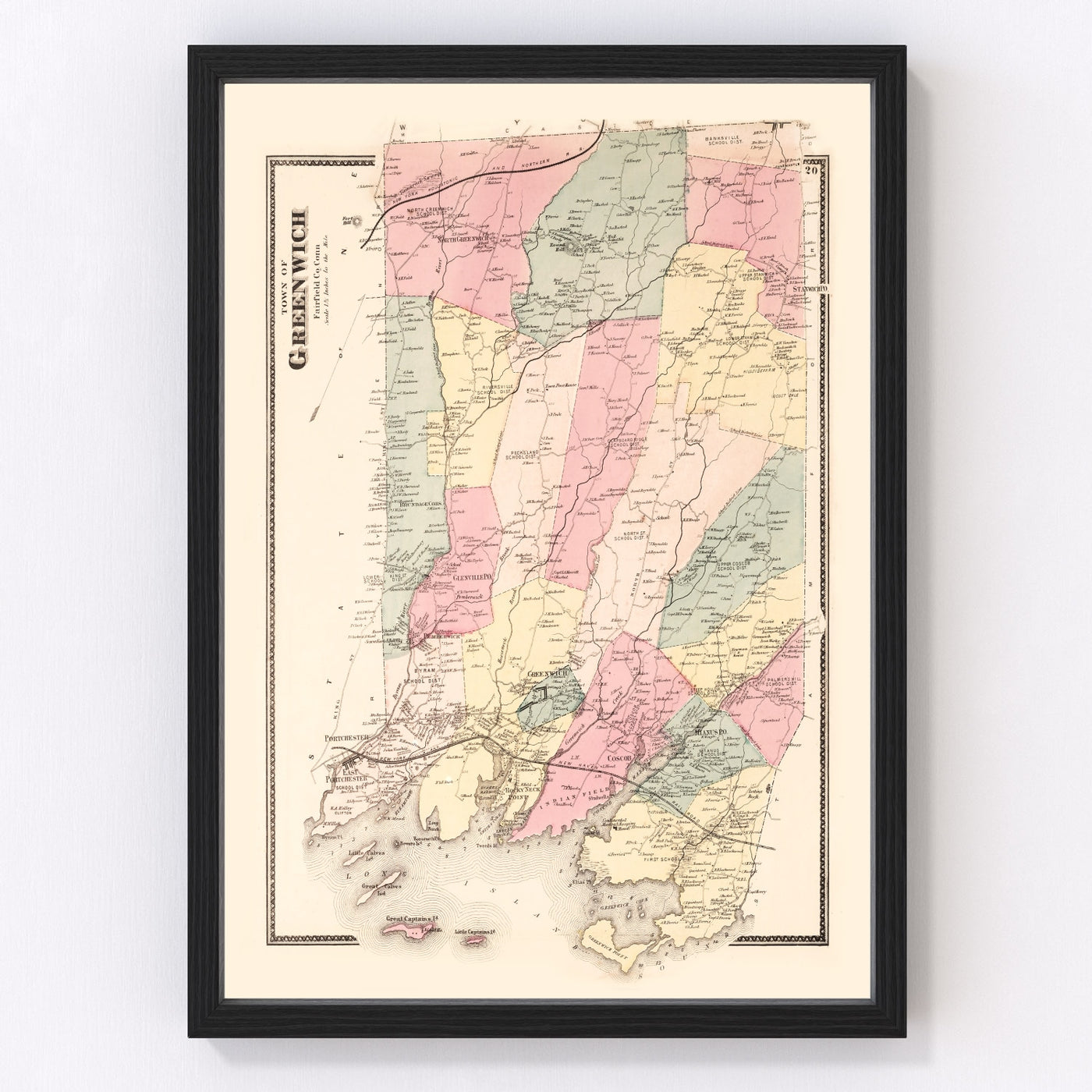 Greenwich Vintage Map 1867