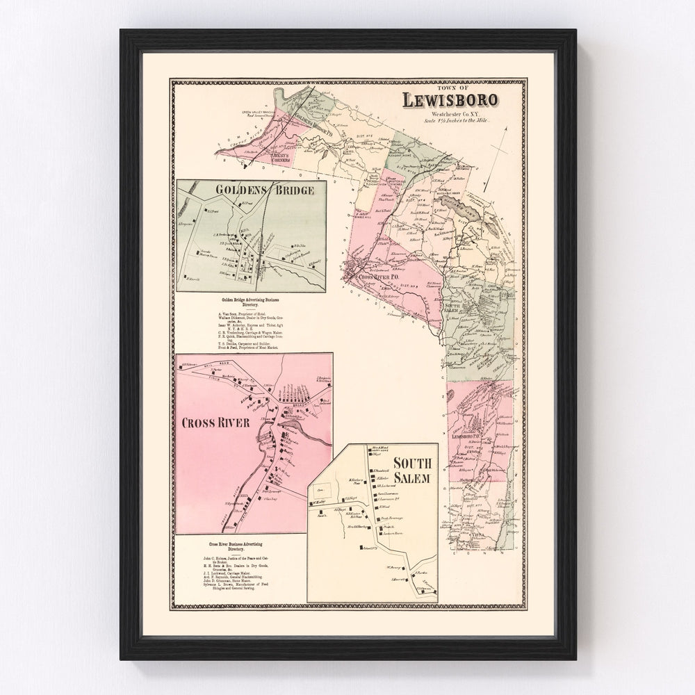 Golden's Bridge Vintage Map 1867