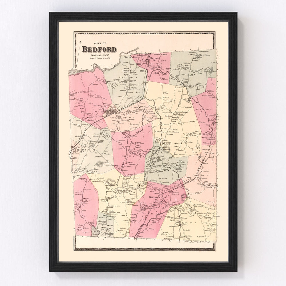 Bedford Vintage Map 1867