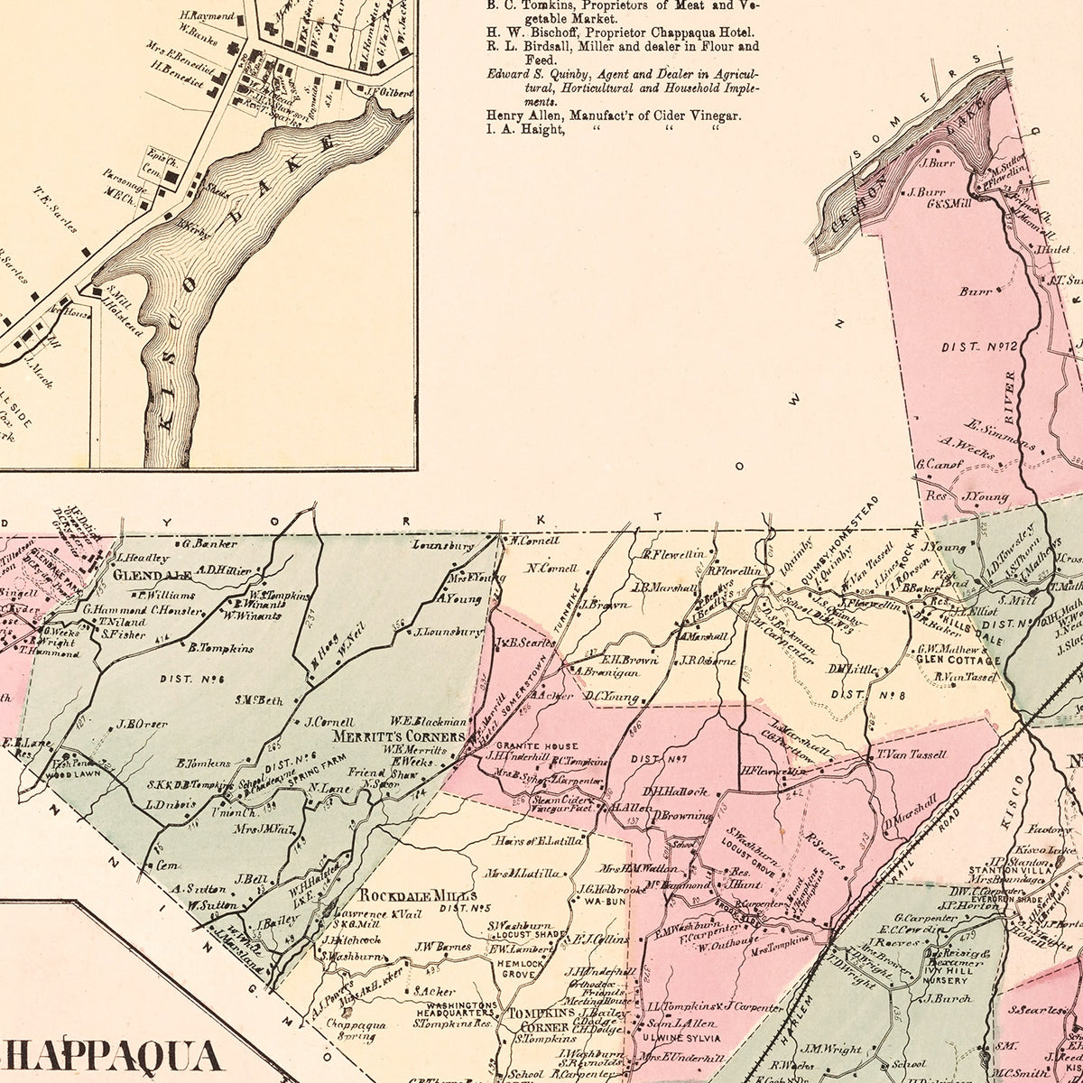 Restored historic details from the 1867 city map of Newcastle, New York