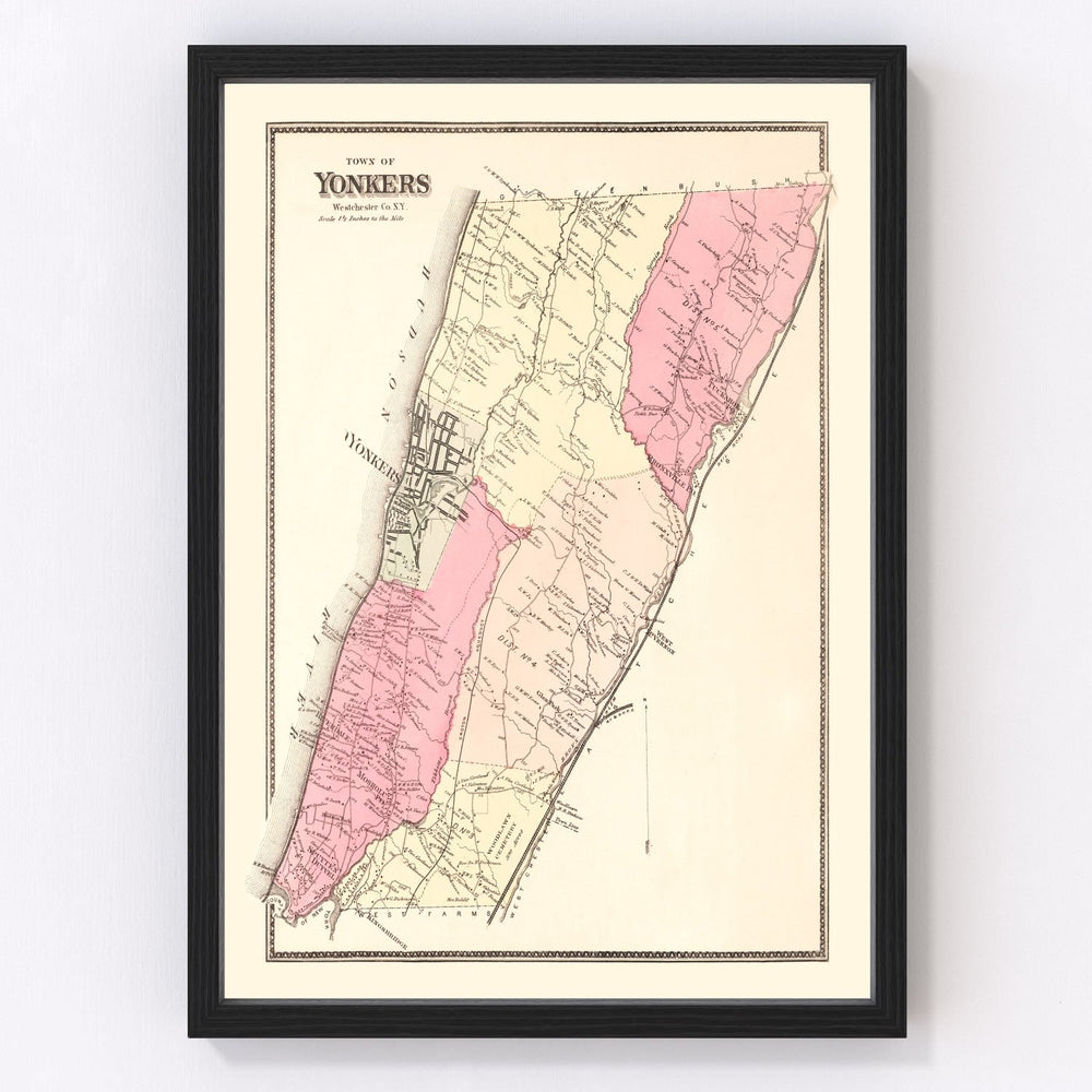 Yonkers Vintage Map 1867