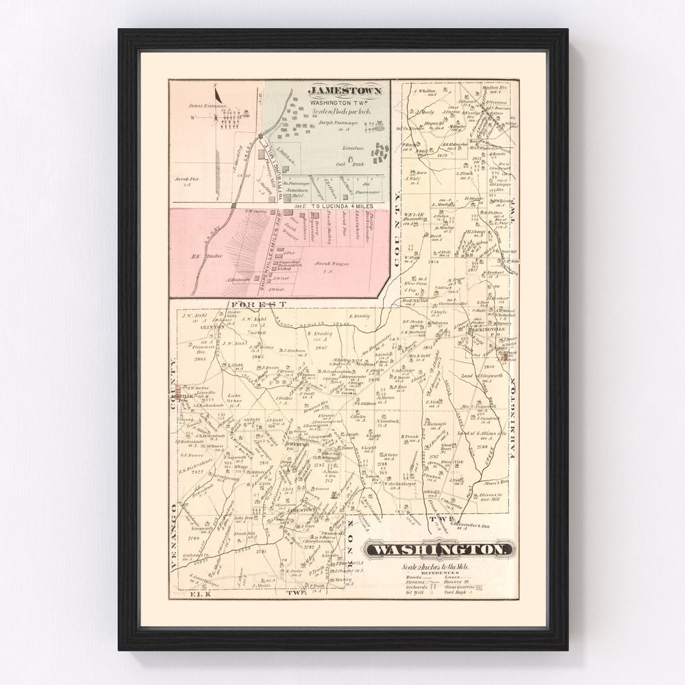 Jamestown Vintage Map 1877