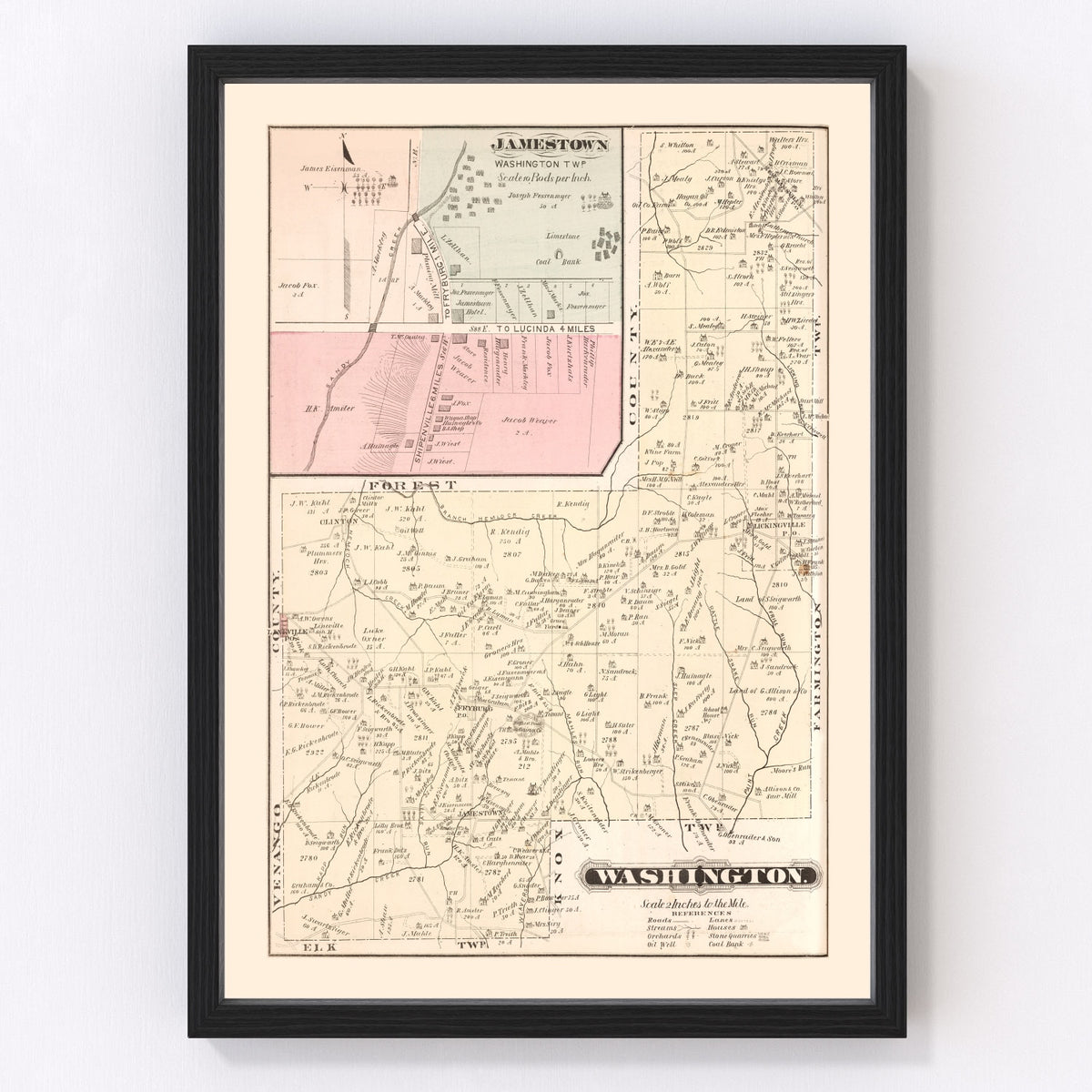 Jamestown Vintage Map 1877
