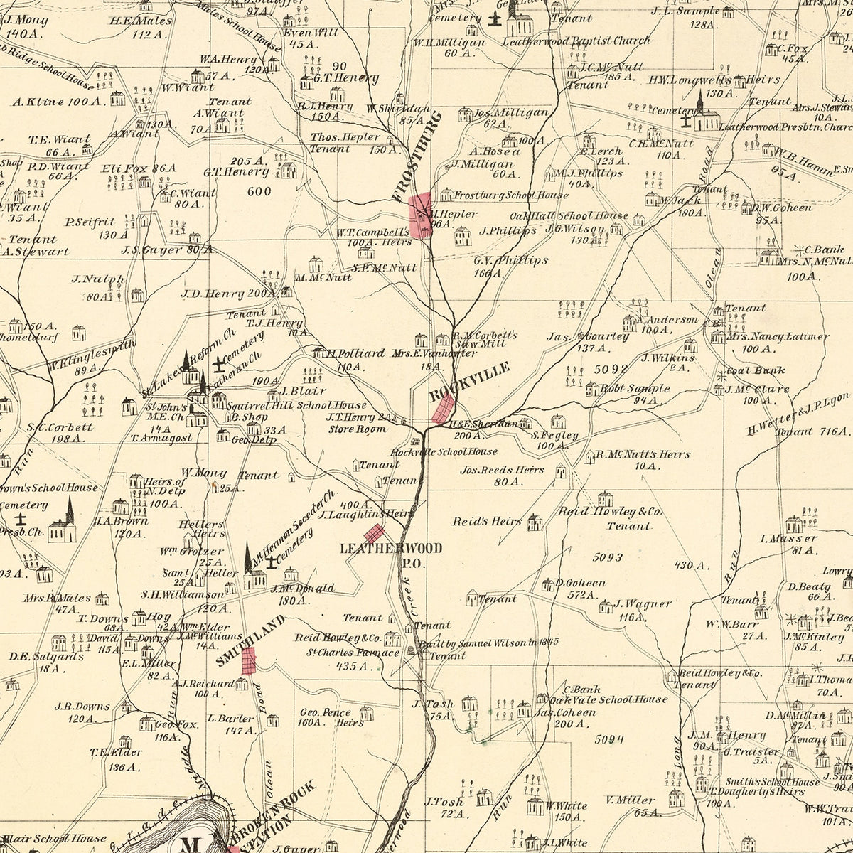 Restored historic details from the 1877 city map of Porter, Pennsylvania