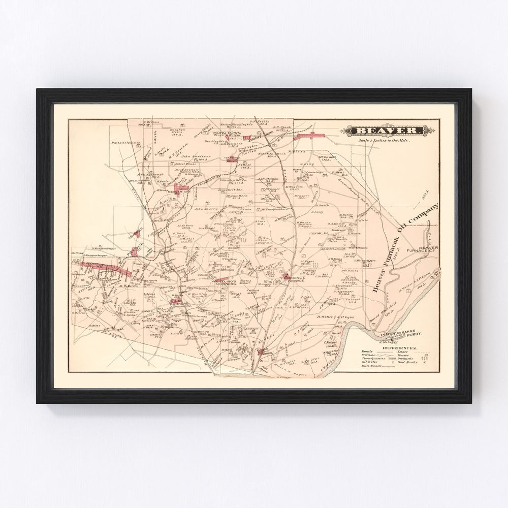 Beaver Vintage Map 1877