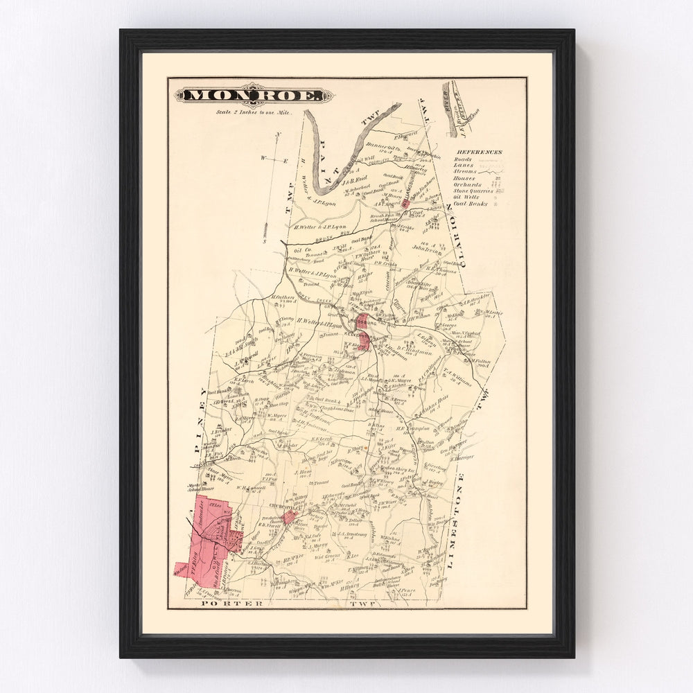 Monroe Vintage Map 1877