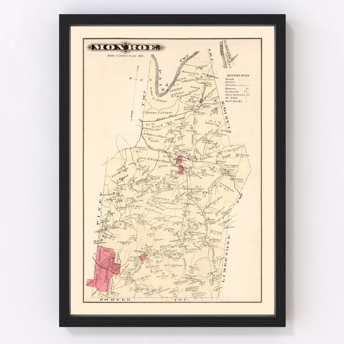 Monroe Vintage Map 1877