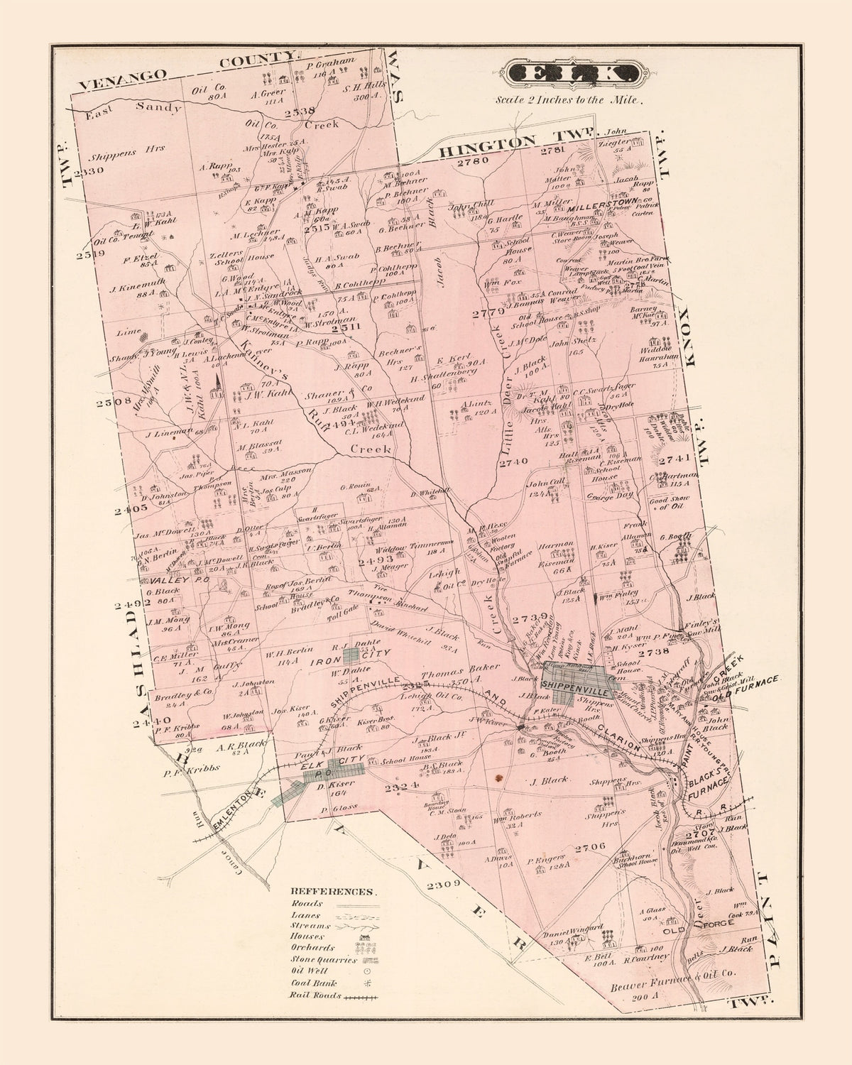 Preview of Vintage Map of Elk, Pennsylvania 1877