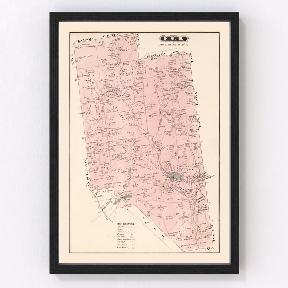 Elk Vintage Map 1877