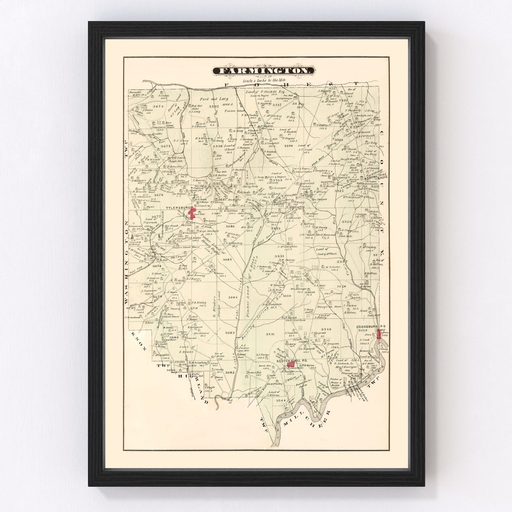 Farmington Vintage Map 1877