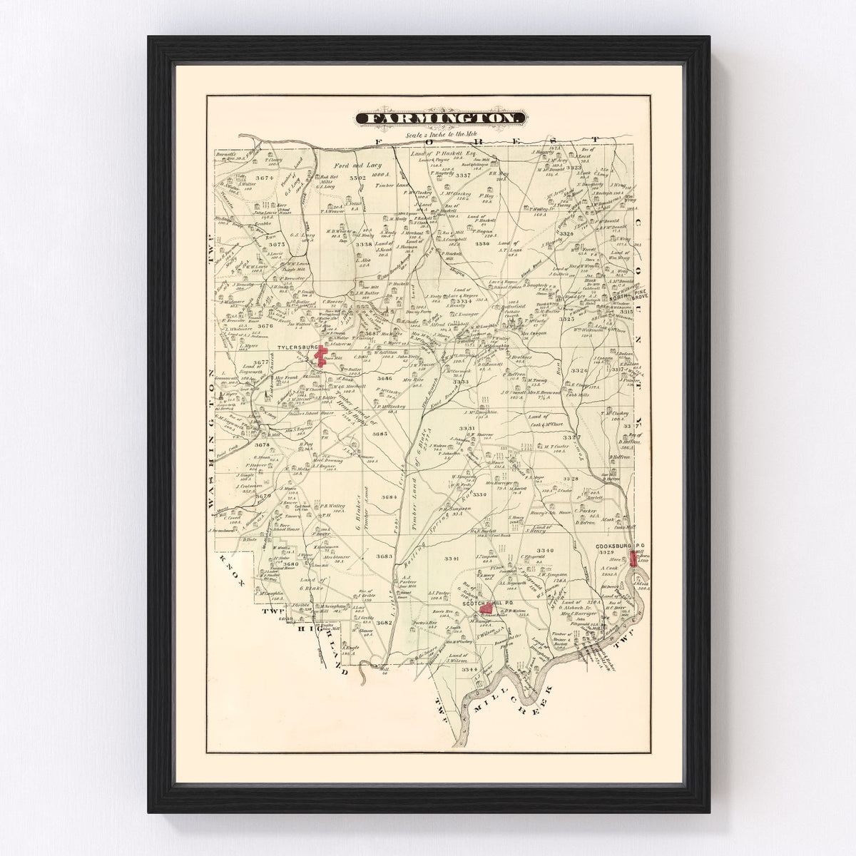 Farmington Vintage Map 1877