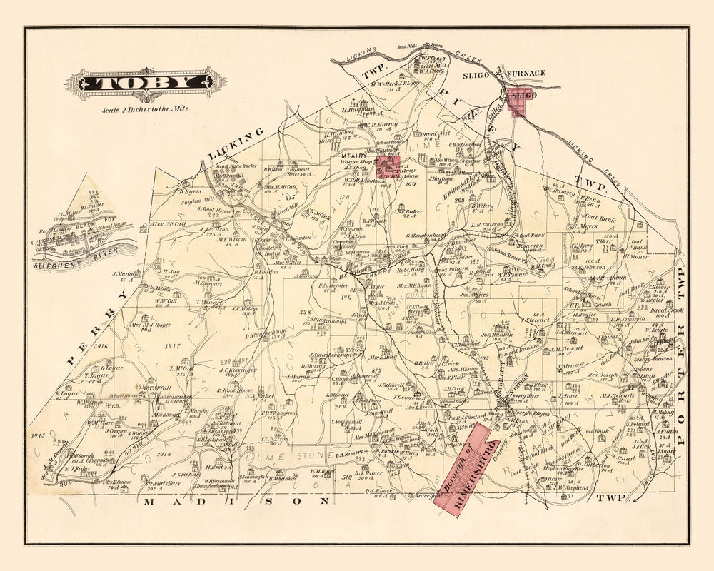 Vintage Map of Tory, Pennsylvania 1877 print style example
