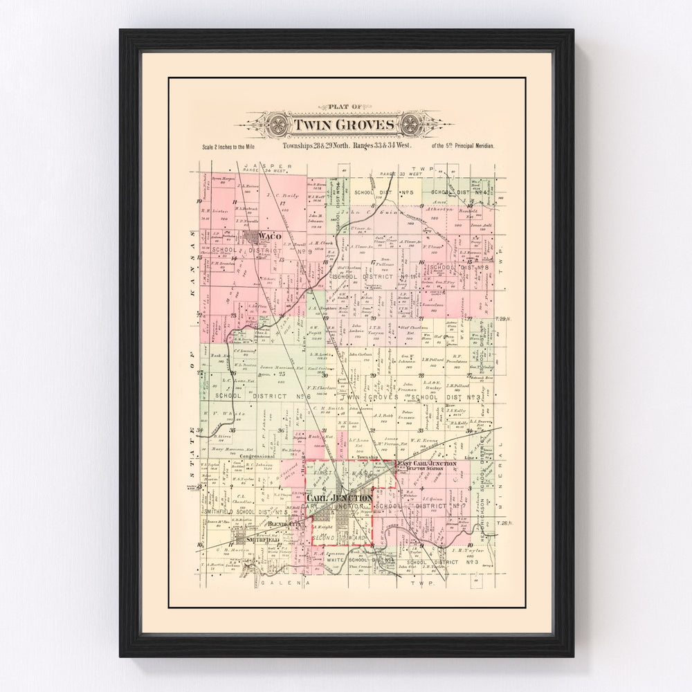 Twin Groves Township Vintage Map 1895