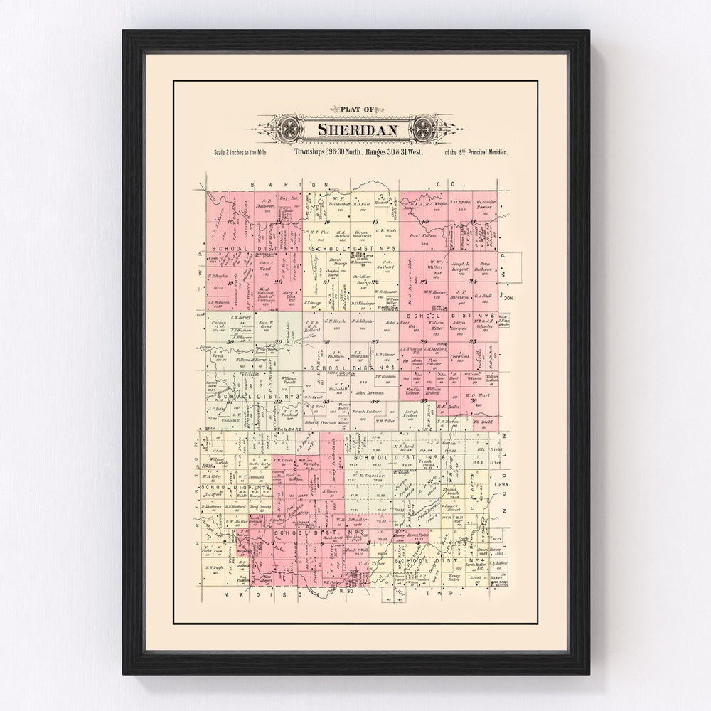 Sheridan Township Vintage Map 1895