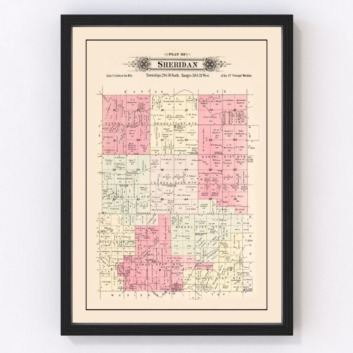 Sheridan Township Vintage Map 1895