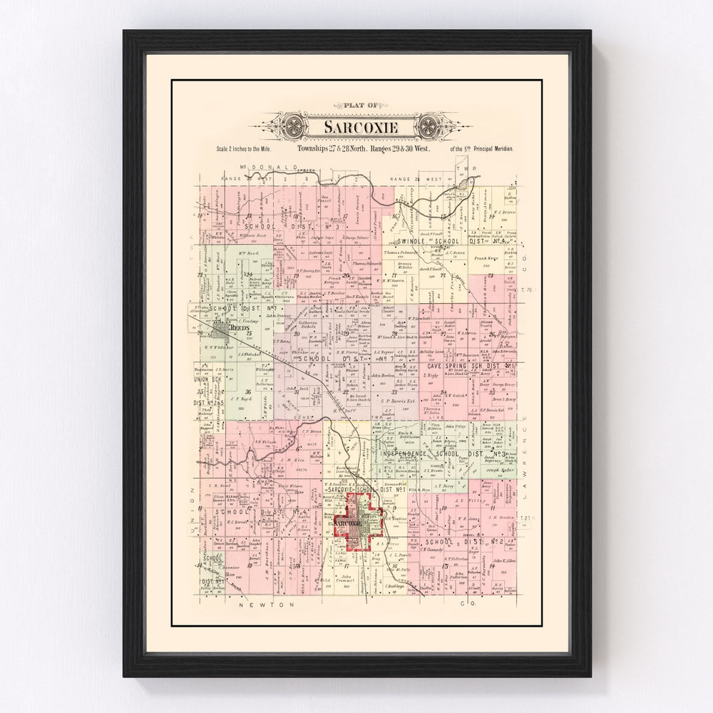 Sarcoxie Township Vintage Map 1895