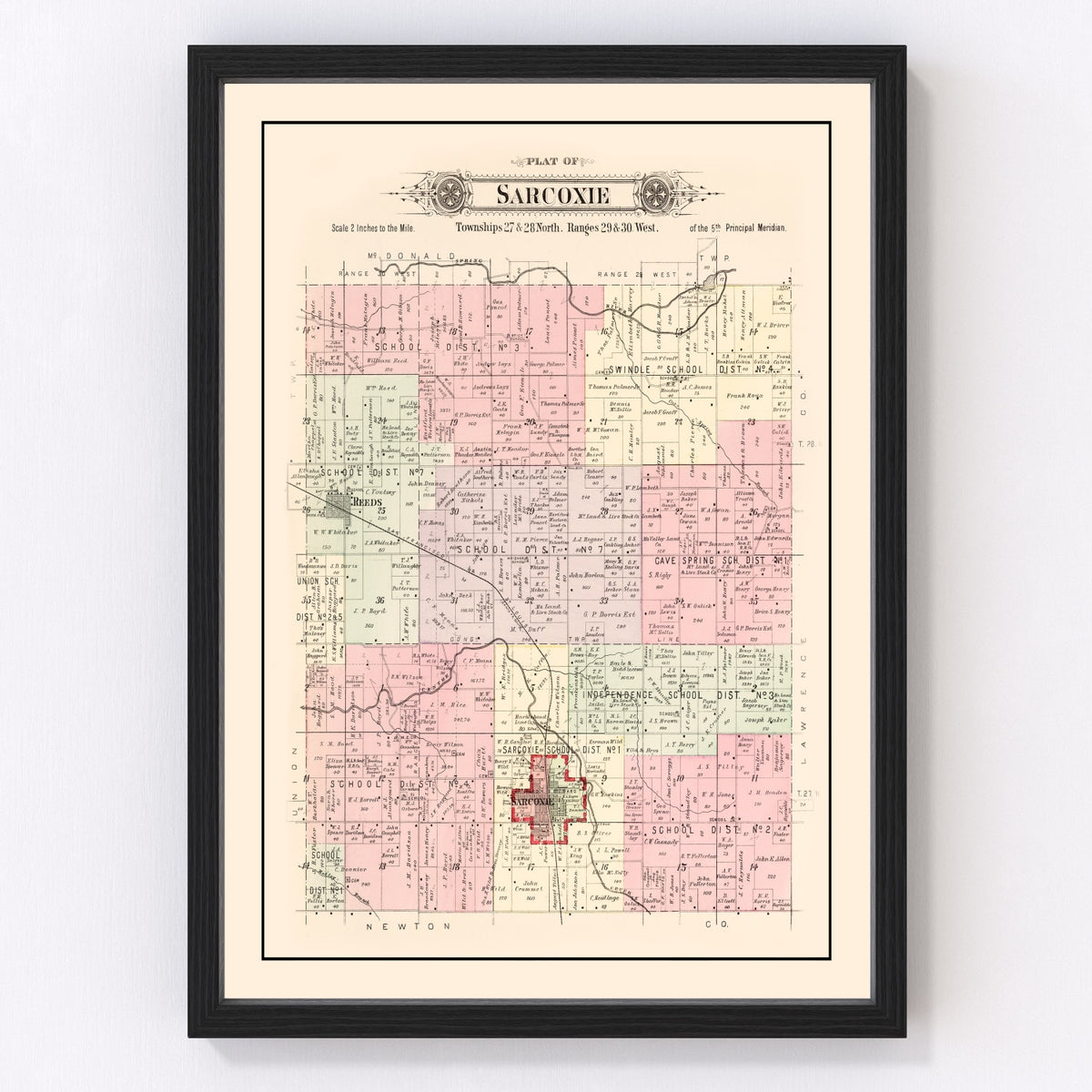 Sarcoxie Township Vintage Map 1895