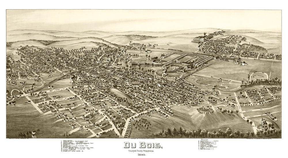 Vintage Map of Du Bois, Pennsylvania 1895 print style example