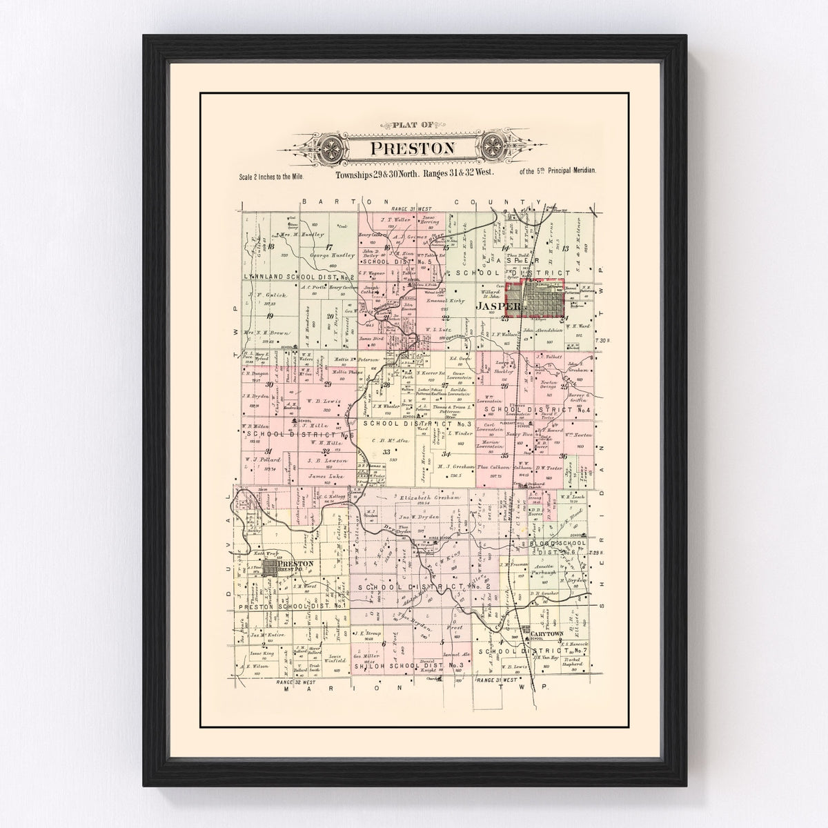 Preston Township Vintage Map 1895