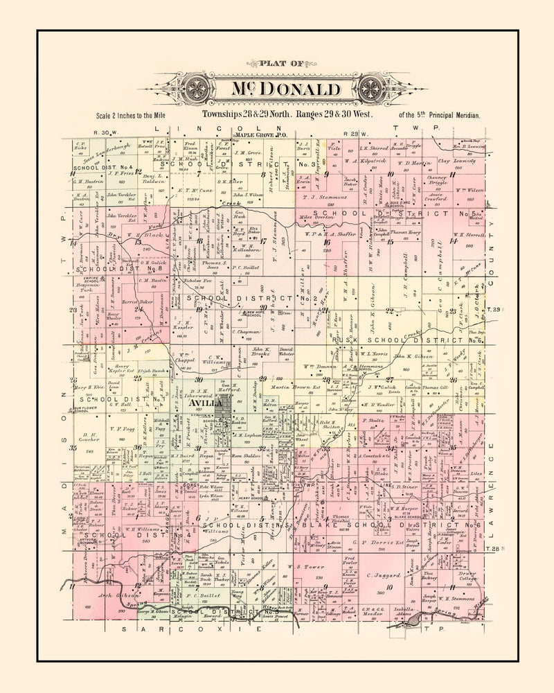 Size comparison using Vintage Map of McDonald Township, Jasper County, Missouri 1895
