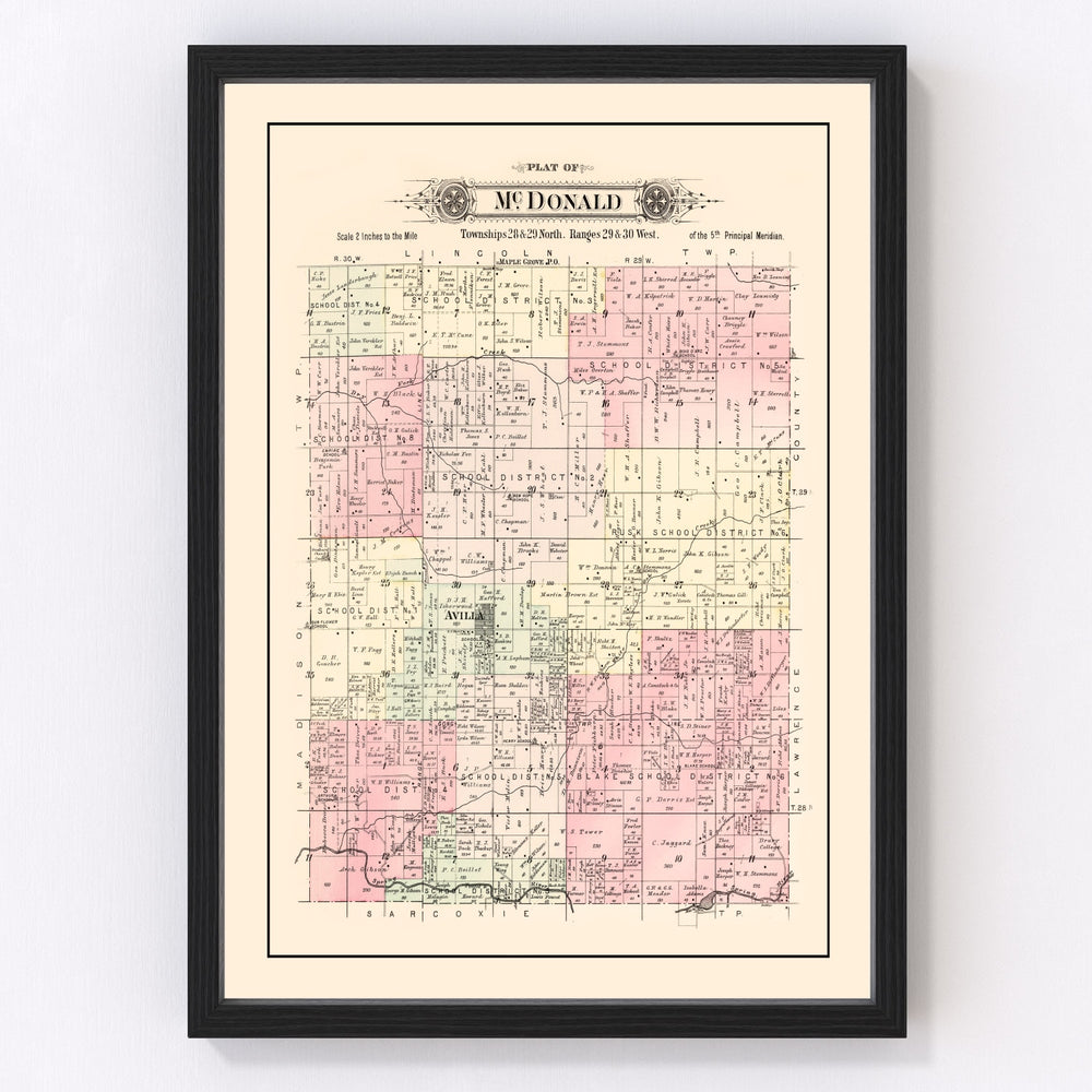 McDonald Township Vintage Map 1895