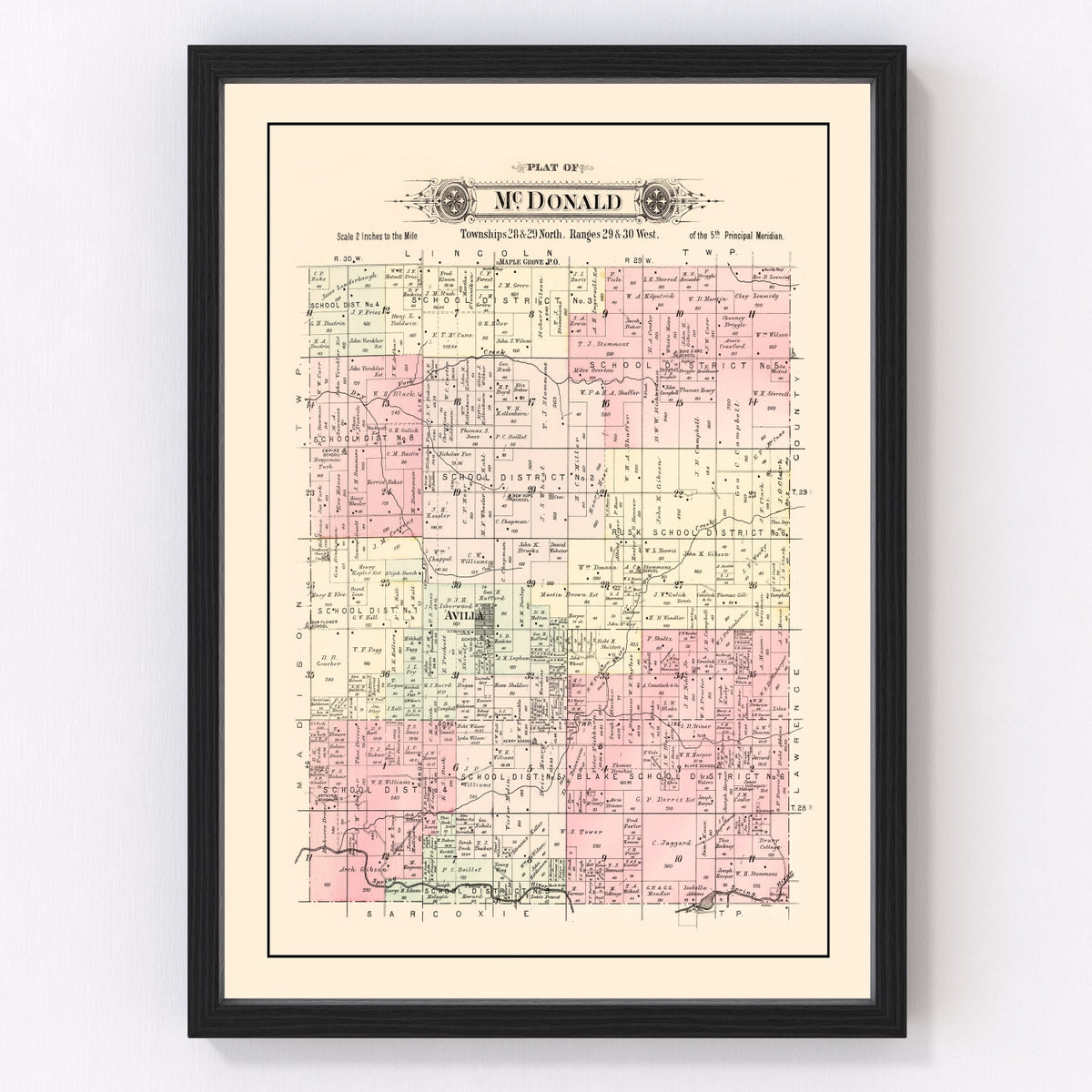 McDonald Township Vintage Map 1895