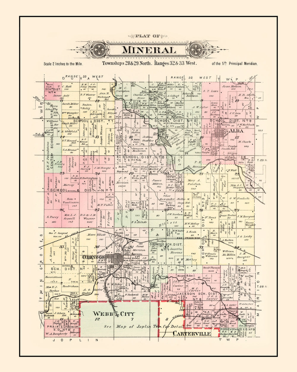 Vintage Map of Mineral Township, Washington County, Missouri 1895 print style example