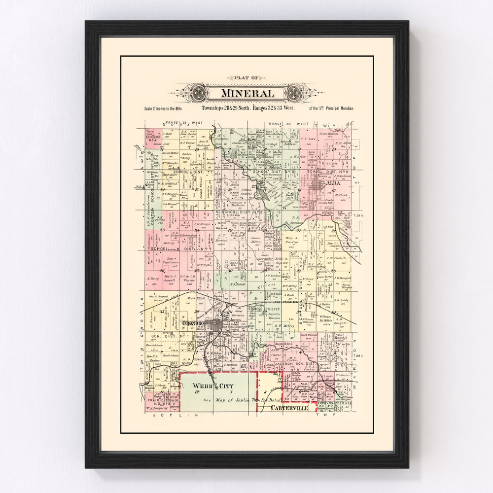 Mineral Township Vintage Map 1895