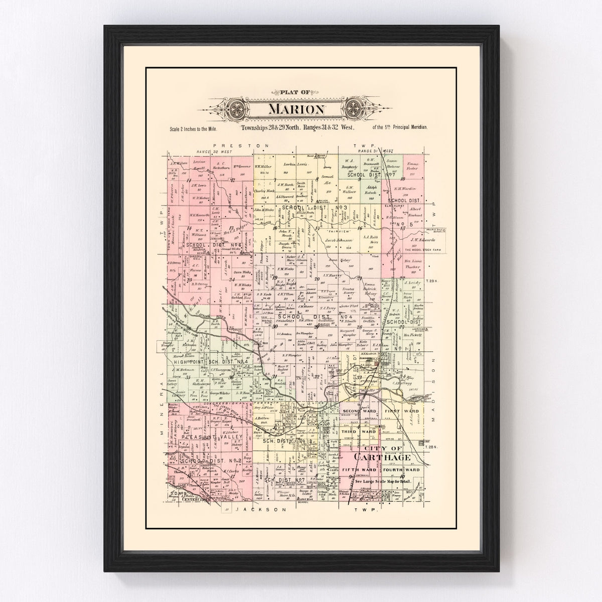 Marion Township Vintage Map 1895