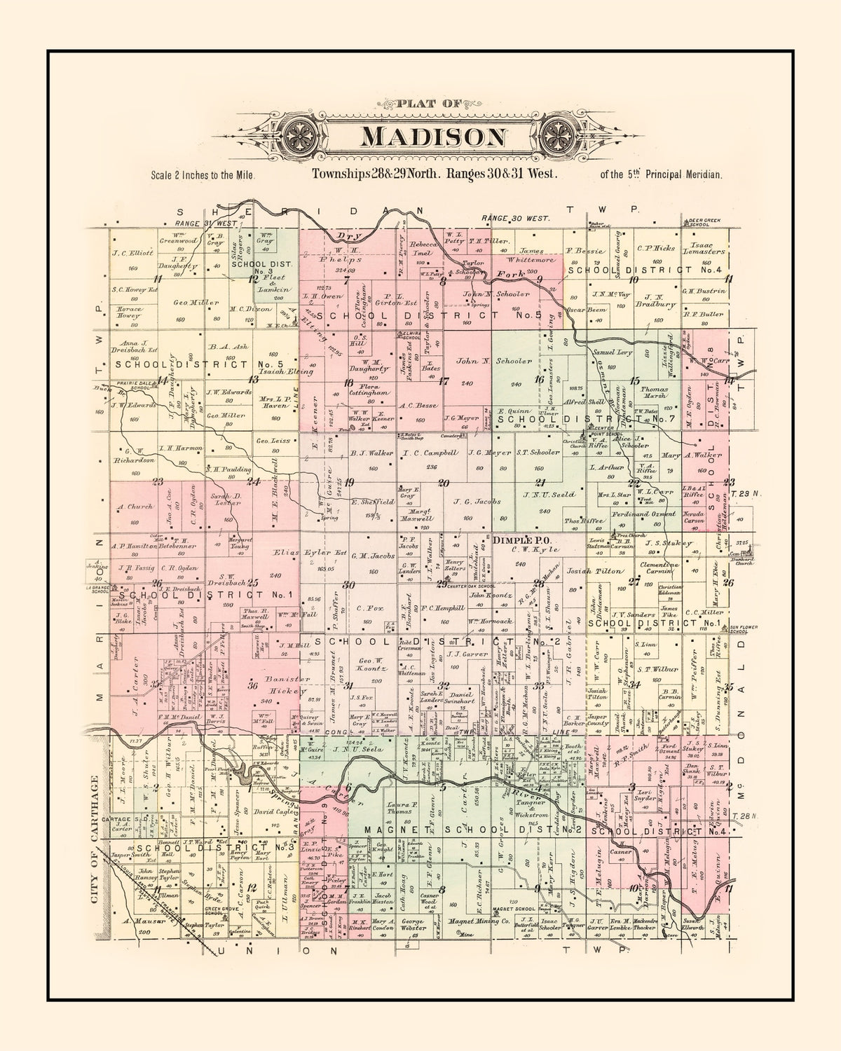 Preview of Vintage Map of Madison Township, Jasper County, Missouri 1895
