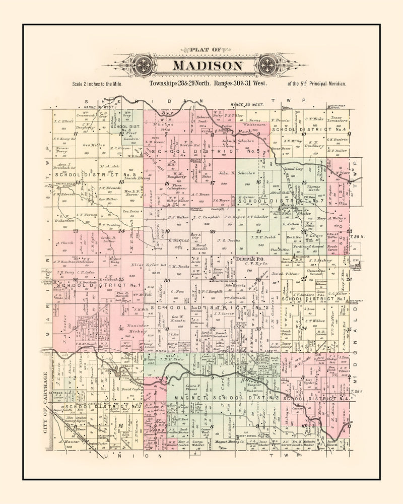 Size comparison using Vintage Map of Madison Township, Jasper County, Missouri 1895