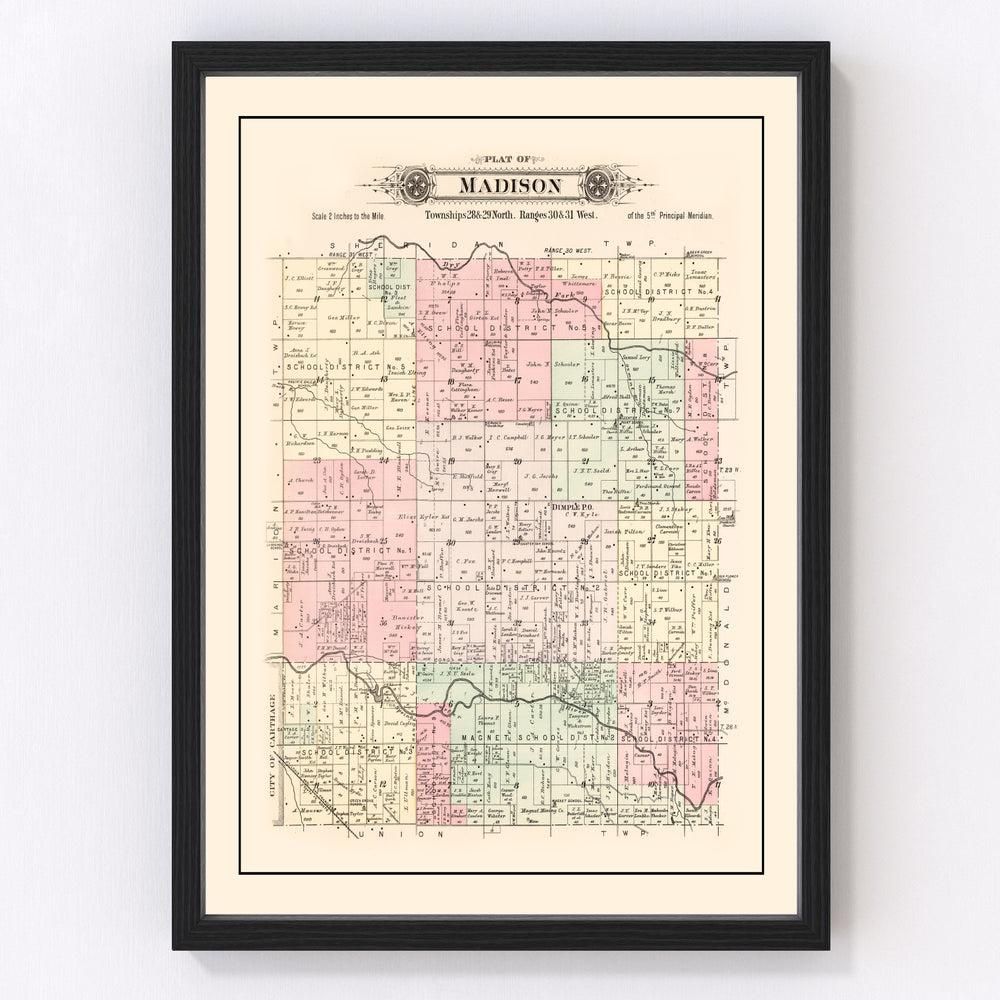 Madison Township Vintage Map 1895
