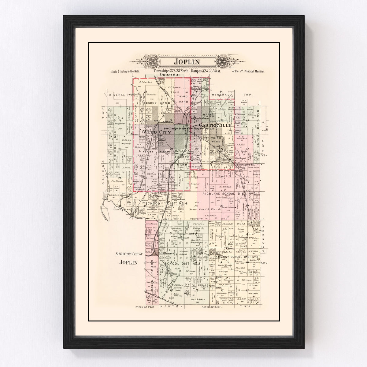 Joplin Township Vintage Map 1895