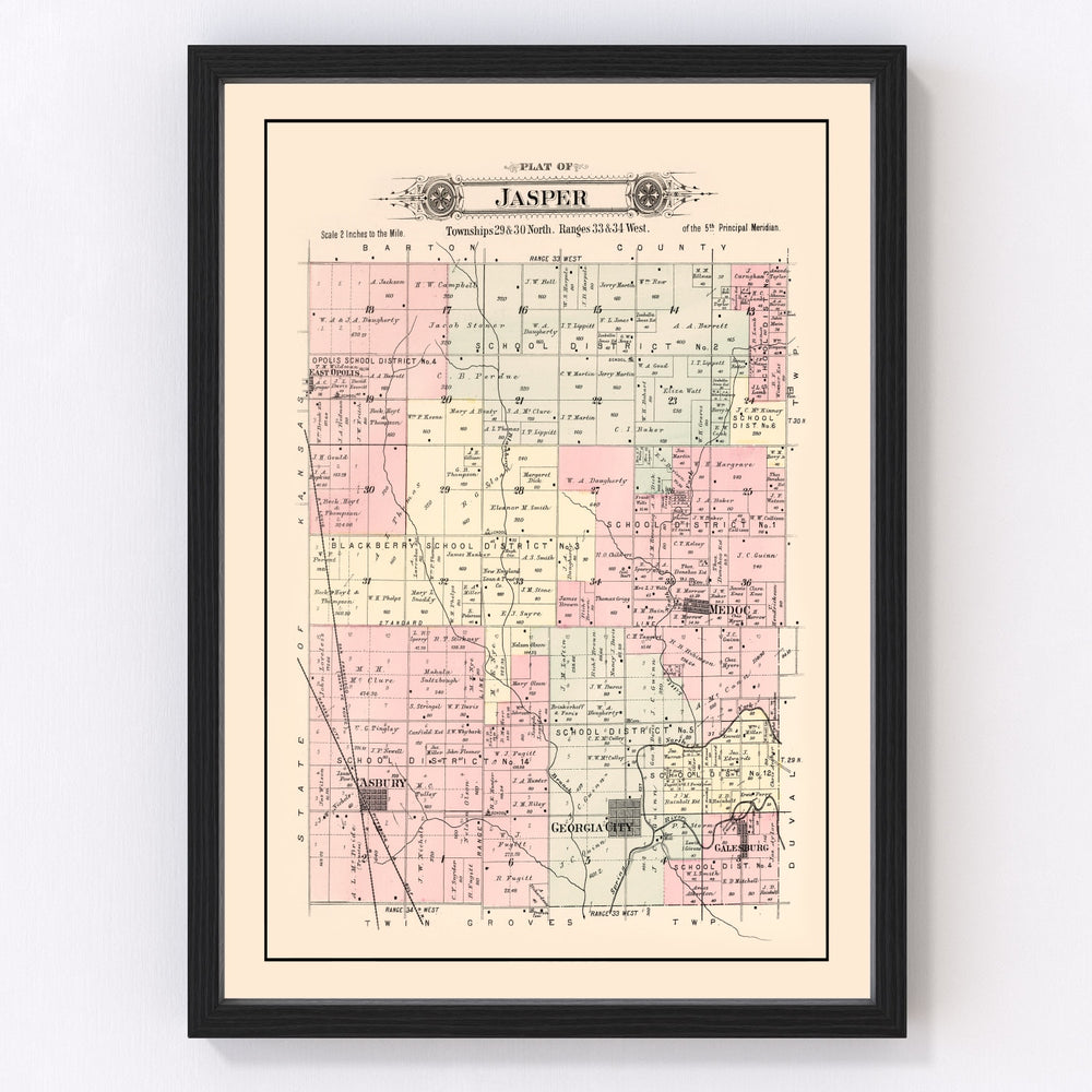 Jasper Township Vintage Map 1895