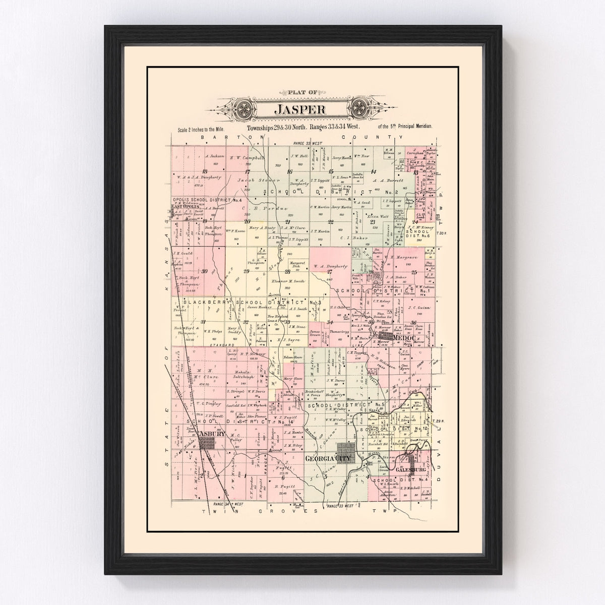 Jasper Township Vintage Map 1895