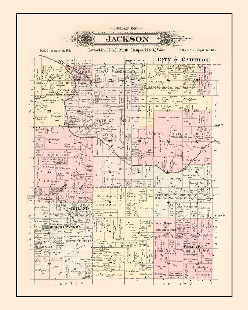 Size comparison using Vintage Map of Jackson Township, Jasper County, Missouri 1895