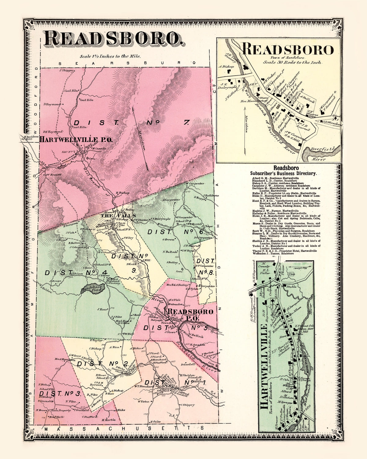 Preview of Vintage Map of Readsboro Township, Bennington County, Vermont 1869