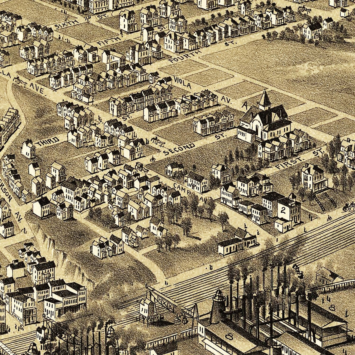 Restored historic details from the 1897 city map of Duquesne, Pennsylvania