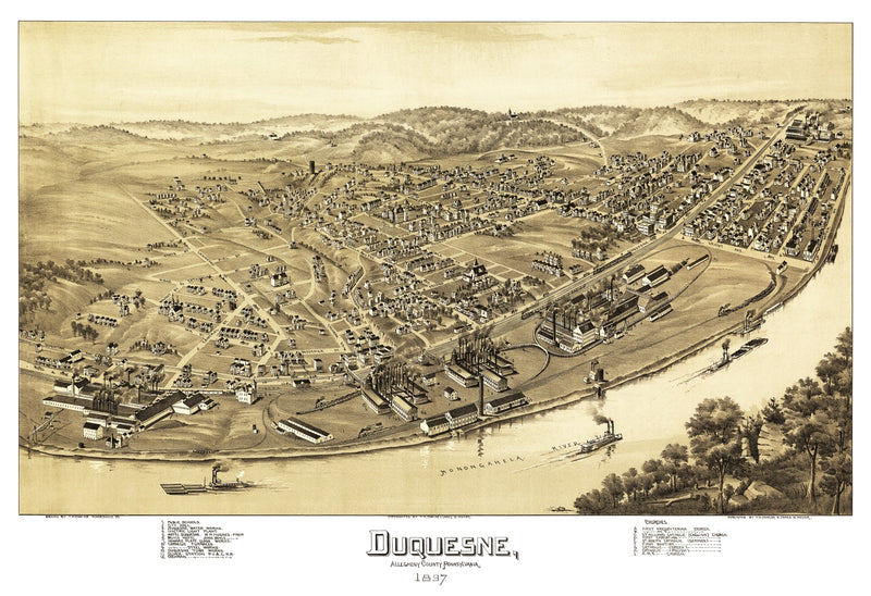 Size comparison using Vintage Map of Duquesne, Pennsylvania 1897