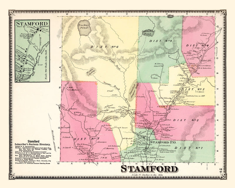 Size comparison using Vintage Map of Stamford Township, Bennington County, Vermont 1869