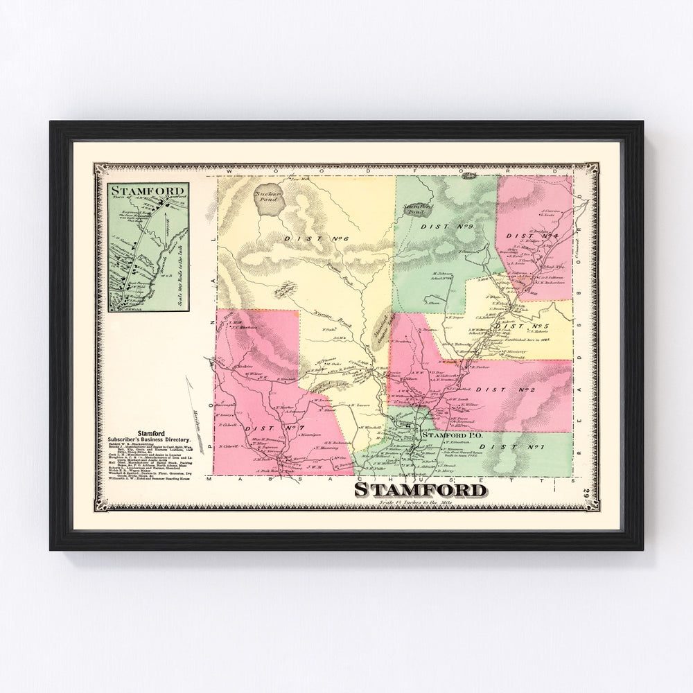 Stamford Township Vintage Map 1869