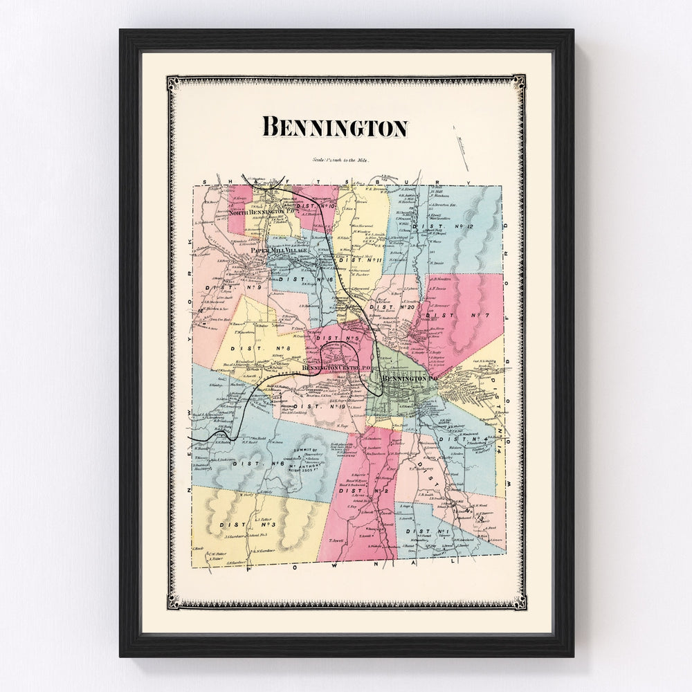 Bennington Township Vintage Map 1869