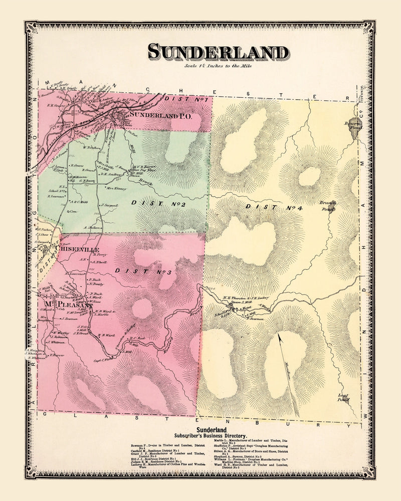 Size comparison using Vintage Map of Sunderland Township, Bennington County, Vermont 1869