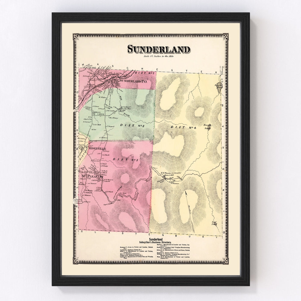 Sunderland Township Vintage Map 1869