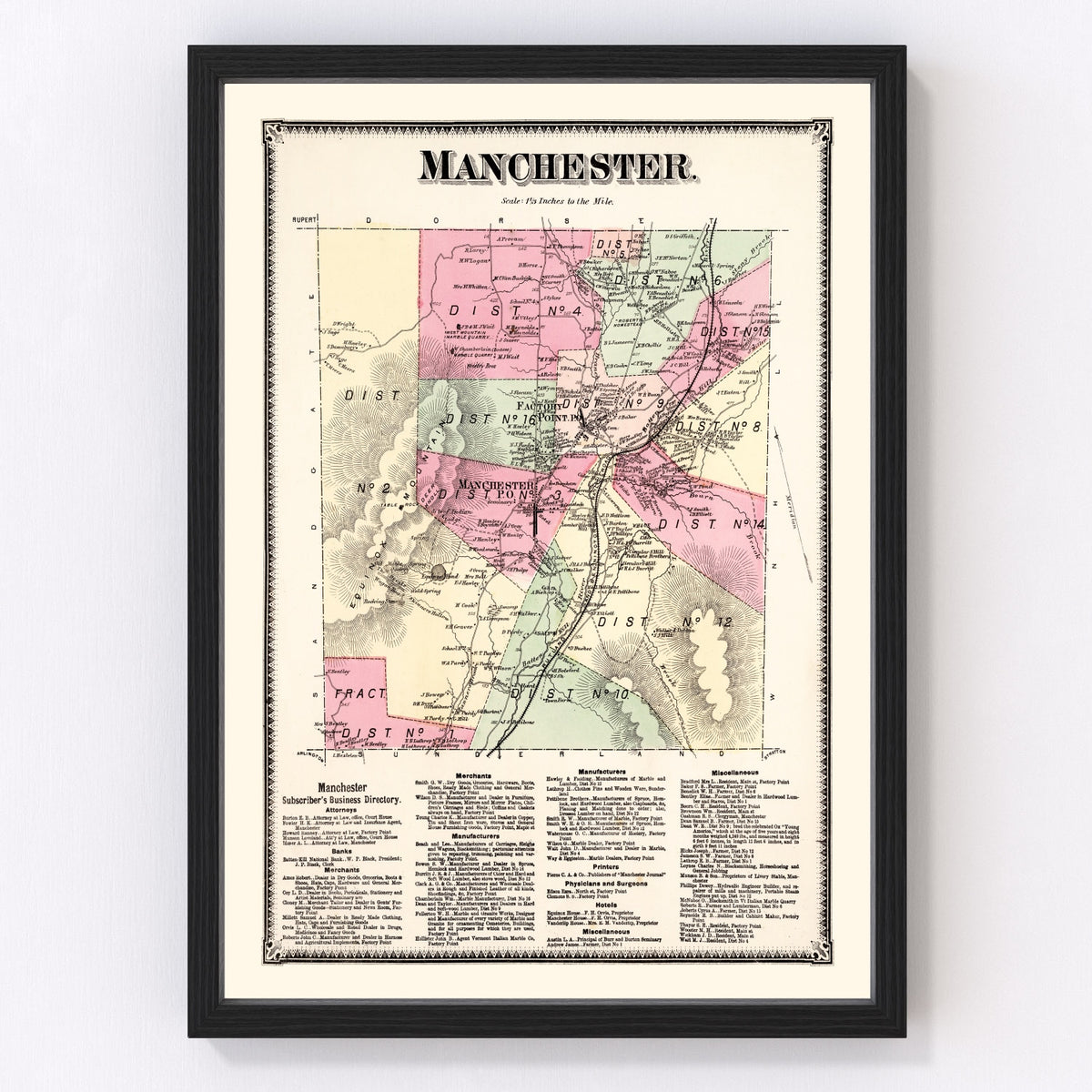 Manchester Township Vintage Map 1869