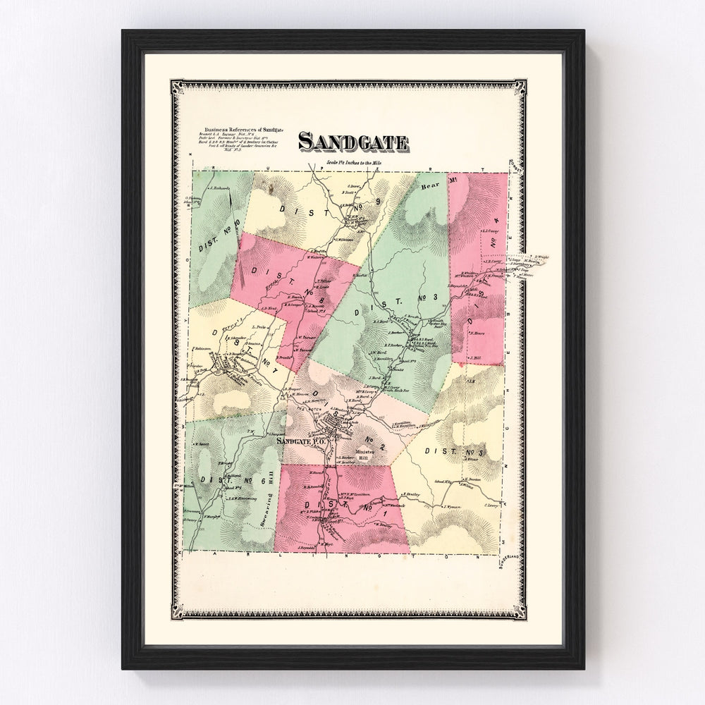 Sandgate Township Vintage Map 1869