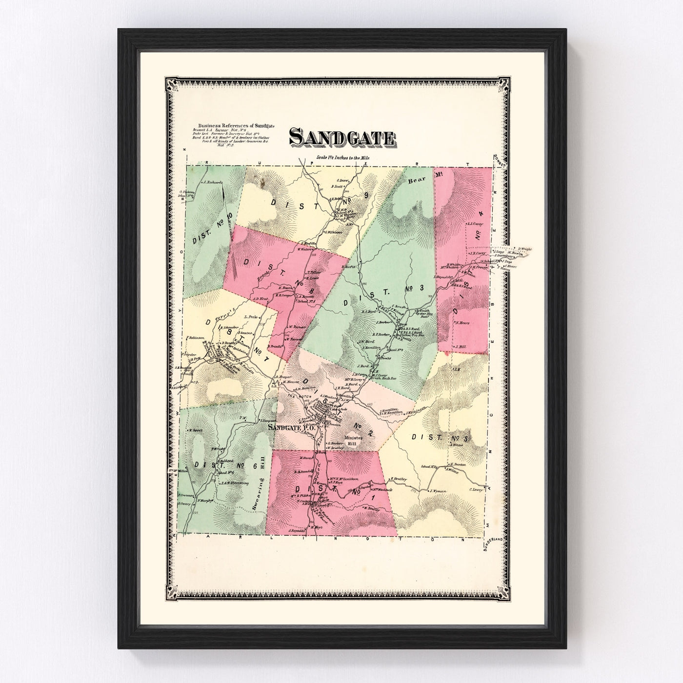 Sandgate Township Vintage Map 1869