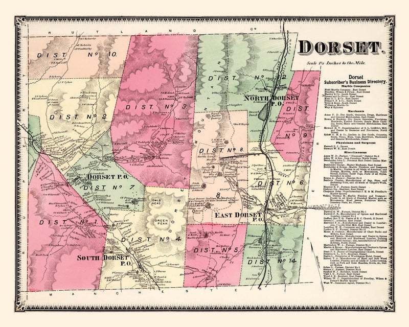 Size comparison using Vintage Map of Dorset Township, Bennington County, Vermont 1869